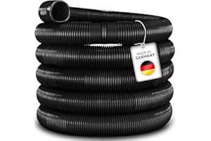 Tillvex Tuyau pour piscine avec manchons, solaire, pour piscine et bassin, pour aspiration, pour pompe, flexible pour eau (noir, 20 m / 32 mm)