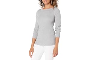 Amazon Essentials Damen Leichter, Gerippter Langarm-Pullover mit U-Boot-Ausschnitt in schmaler Passform