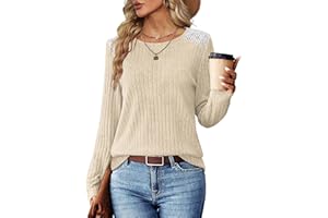 Sampeel Womens Long Sleeve Tops Ladies V Neck Sweatshirts Puff Sleeves Jumpers Loose Fit Tunic Ruffled Cuffs