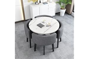 HIAPES Tavolo da conferenza Rotondo, Tavolo da Pranzo Rotondo e sedie, Tavolo da Pranzo con 4 sedie, per Cucina e Sala da Pranzo 80cm Stil.22