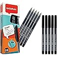 NATARAJ SuperFine Ballpoint Pens Triangular Grip Smooth Writing (10 x 0.7mm BLACK Ball Pens + 1 x ZOFAX Black Ball Pen)