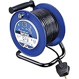 Masterplug LDCC2513/4BL-MP Four Socket Medium Open Cable Reel Extension Lead with Handle, 25 Metres, Blue