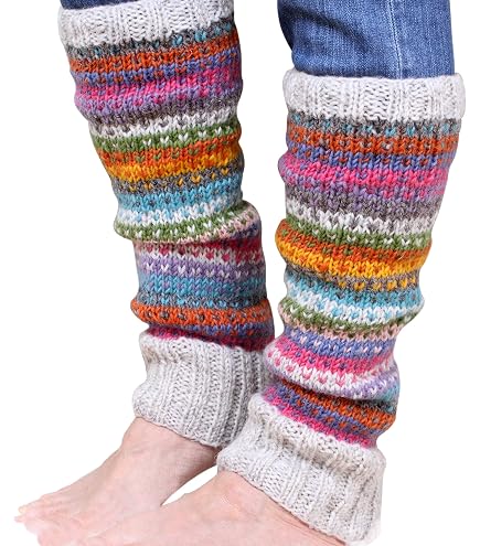 Handwärmer Damen Aus Schafwolle & Sherpa-Fleece - Rosa Mehrfarbig, Handgestrickt, Fair Trade