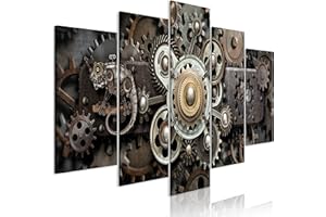 murando - Tableau décoratif abstrait 200x100 cm - Impression sur toile colorée - Décoration murale pour salon et chambre - Cadre en Bois - Gris beige - Rétro vintage en métal a-C-0103-b-m