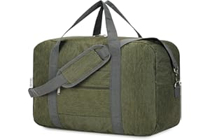 Narwey Handgepäck Tasche für Flugzeug Faltbare Reisetasche Damen Weekender Bag Sporttasche Damen Herren Handgepäck Koffer Groß 40L(Armeegrün)