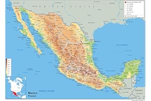 TIGER MOON Meksyk fizyczna mapa plano – papier laminowany [GA] A1 rozmiar 59,4 x 84,1 cm