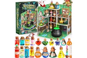 FAIRY POTIONS Zaubertrank-Set mit Hexenhaus, 20 Magische Tränke Mischung mit Glückssteinen, Kreatives Geburtstagsgeschenk Bastelspielzeug für Kinder ab 6 Jahren