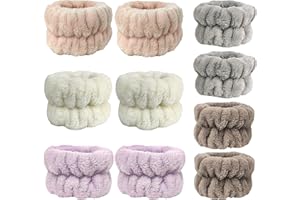 DOULEIN Face Wash Wristbands Set，5 Pairs Spa Wrist Towel Washband Microfiber-Absorbent Wrist Wash Band Elastic Facial Washing Wristbands for Women Girls Prevent Liquid from Spilling Down Your Arms