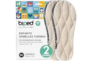biped 2 paires de semelles d'hiver pour enfants - Semelles de chaussures en véritable laine d'agneau - Semelles thermiques chauffantes z2692(26-27)