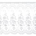 Plauener Spitze Bistro Gardine – 41x176 Cm, Weiße Stickerei, Mit Stangendurchzug, Maschinenwaschbar