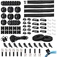 173-teiliges Kabelmanagement-Organizer-Set, bestehend aus 4 Kabelhüllen mit 47 selbstklebenden Kabelclip-Haltern und 10 selbs