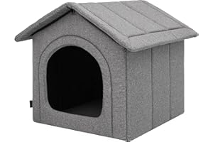 BJIRD Hundehaus Hundehütte für kleine Hunde - Katzenhaus, Katzenhöhle - mit herausnehmbarem Dach - Tierhaus für Katzen und Hunde für Drinnen/Indoor - Graphit - 44 x 38 x 45 cm [R2 / M]