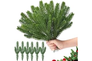 ‎ROLLWAY ROLLWAY 50 Stück Tannenzweige Künstlich 26x10cm, Künstliche Tannenzweige Gefälschte Kiefernzweige Künstliche Pflanzen Kunsttanne Tannengrün Tannennadeln für DIY Adventskranz Weihnachten Deko