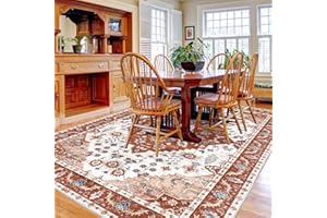 Vamcheer Alfombra de área Vintage - Alfombra de Salón Imitación Cachemira de Antideslizantes y Lavable,Alfombras Decorativas para Habitación,Comedor,Pasillo,Naranja Retro 120x170 cm