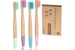 FAT PANDA Bamboo Toothbrushes | 4 Pack | BPA Free Medium Bristles | Eco-Friendly & Biodegradable | Recyclable Eco Toothbrush Kids & Adults in Cool Colours