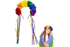 ZAYIN Akcesoria do dumy korona kwiatowa, elastyczna opaska na głowę z kwiatami, opaski do włosów dla gejów, obręcz do włosów z kwiatami lesbijek, biseksualna duma nakrycia głowy do dekoracji LGBTQ tęczowych imprez, parada dumy, akcesoria dla kobiet