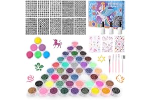 RIDWILY 540 Glitter Tattoo Set Kinder,54 Farben Temporäre Glitzertattoos Kit für Mädchen Jungen,540 Schablonen,215 Strasssteine,5 Pinsel,3 Kleber,Geschenke für Kindergeburtstag Party Wunderschön Verpackt