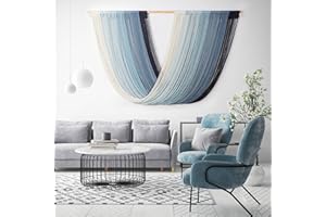 HOLAVIDA Gran Tapiz de Macramé para Pared, Decoración Boho de Pared de Macramé, Arte de Pared de Tapiz de Hilo con Borlas Tejidas, Decoración Hecha a Mano para Dormitorio Sala, Tie-Dye Ombre 150x97cm
