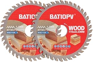 BATIOPV 2 Piezas Hoja de Sierra Circular 115 x 22,23 mm 40 Dientes – Disco de Corte TCT para Madera, Contrachapado, Laminado, Plástico y Paneles de Yeso
