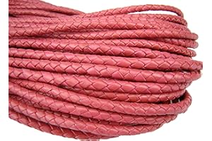 esnado Lederschnur Rund geflochten. Durchmesser 5 mm. Pink. 1 m. Länge: wählbar