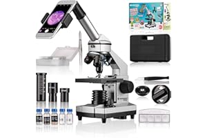 Bresser Junior Biolux CA 40x-1024x Microscope pour enfants avec support pour smartphone robuste en métal ensemble de microscopie avec accessoires multiples et valise de transport