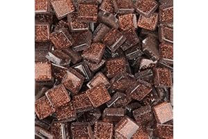 ANKTILY 200g Tessere Mosaico Piastrelle Mosaico Vetro, Quadrata Pezzi di Vetro,Cristallo Glitterato Tessere per Mosaico Piastrelle Assortite per ​Lavori Artigianali,Decorazioni,1x1cm(Caffè)