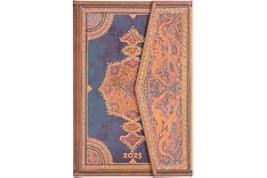 Safavid Indigo (Safavid Binding Art) Mini 12-month Horizontal Hardback Dayplanner 2025 (Wrap Closure)