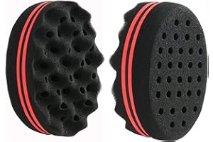 Jzhen 2Pcs Afro Curl Sponge Afro Twist,Doppia-Superficie Capelli Spugna Curl Sponge Negro Capelli Mossi(Nero)