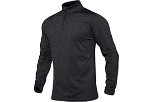 MAGCOMSEN Mens Long Sleeve T Shirt 1/4 Zip Golf Polo Shirts Lightweight Sports Tops Outdoor Running Walking Sweatshirt