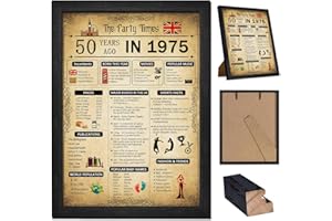 Yclekiqa 50th Birthday Card Gifts For Men Born In 1975 Uk 22x27.5cm Age Year Vintage Poster Decorations Card For Grandparents Husband Mom Dad