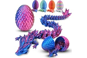 Cheloveer 3D Drache im Ei 35cm 3D Drucker Drache Home Office Dekor Executive Schreibtisch Spielzeug 3D Drachen Drachenei mit Drache für Kinder Erwachsene （Laserviolett）-L