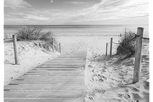 decomonkey - Papier Peint Intissé Plage Mer 400x280 cm - Panoramique Image XXL Maison Chambre Déco Photo Murale Décorative Tenture Murale pour Appartement Décoration Salon