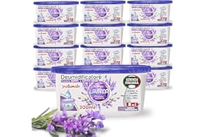 TECH IT EVOLUTION Deumidificatore Armadio Profumato Antimuffa e Assorbi Umidità 12x300ml, Ideale per Bagno, Casa e Ambienti con Muffa Stop (Lavanda)