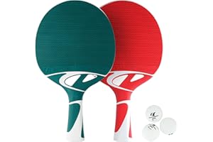 Cornilleau Tacteo Composite Duo Table Tennis Set (2 Bats and 3 Balls) - Turquoise/Red