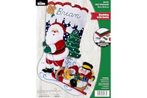 Bucilla Felt Stocking Applique Kit 18" Long-Sledding With Santa