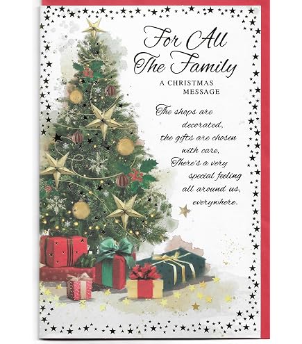 Weihnachtskarte 'To All The Family' – Mit Hunden Im Schnee, Goldfolie
