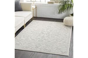 Surya Asmara Vintage Rug - Area Rugs Living Room, Hallway Floor, Kitchen, Traditional Multicoloured Boho Rug, Easy Care Pile, Bohemian Large Rug 160x220cm Light Grey Rug