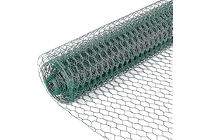TOONGEEN Chicken Wire Mesh Roll 400mm x 5 Metre, Green PVC Coated Iron Wire Never Rust Temporary Garden Animal Barrier Netting Fencing, Rodent Metal Mesh for Rabbit Poultry Vegetable