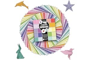 CRAFT SENSATIONS BY GRAFIX Craft Sensations Papier Origami Couleur 15 x 15 cm – 180 Feuilles d'Origami avec 9 Designs Différents Kit de Bricolage Enfant - Avec Instructions