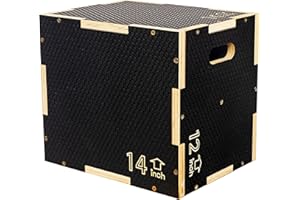 FITVIDS Signature Fitness 3 in 1 Non-Slip Wooden Plyo Box Plyometric Box Jumping Exercise, Multiple Sizes