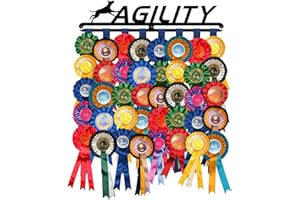 THE MEDAL HANGER SHOP Dog Rosette Hanger | 'Agility' | Ribbon Holder Wall Display | Black | Made in Britain
