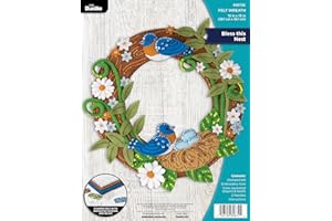 Bucilla, Bless This Nest, Felt Applique Wreath Making Kit, Perfect for DIY Arts and Crafts, 89672E