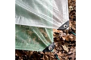 PRO-TEC GARDEN PRODUCTS 200GSM Tarpaulin Extra Heavy Duty waterproof Clear or Green Reinforced Mesh Ground Sheet Cover 16ft x 20ft (5m x 6m) - Green