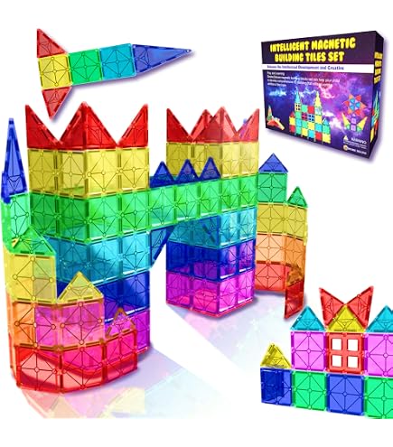 60 Piezas De Fichas Magnéticas - Bloques De Construcción 3D Transparentes, Para Niños +3 Años, Caja Metálica Portátil