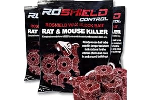 ROSHIELD- Rat/Mouse Poisoning,Poison Blocks 700g, Super Strength, Single-Feed Fast Acting Rat & Mouse Killer, Rat Poison Block Bait - Indoor,Outdoor For Rodent Bait Station Refill Packs