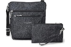 Baggallini Torebki damskie crossbody z kieszenią, 20x20 cm, małe, lekkie, wytrzymałe, nylonowe, wodoodporne, podróżne, z paskiem na nadgarstek i ochroną RFID, One Size