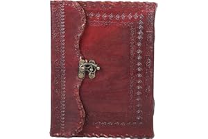 OVERDOSE Mehrab Brass C-lock Diario De Cuero - Diario De Piedra Antiguo Hecho A Mano Diario De Cuero Sketchbook Cuaderno De Dibujo Diario - 6 X 8 Pulgadas | 15 X 20 Cm | A5