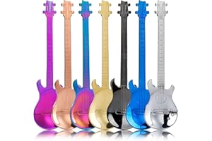 QH-SHOP Cucharas de Café de Acero Inoxidable, 7 Piezas Diseño de Forma de Guitarra Cucharitas Cuchara de Postre para Café, Té, Bebidas, Mezclar o Batidos (Multicolor)