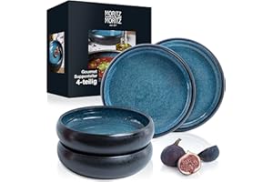 Moritz & Moritz SOLID 4 kamionkowe talerze do zupy, 19 cm, miska na zupę, makaron, sałatkę lub musli