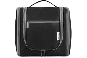 Narwey Neceser Colgante Bolsa de Aseo Mujer Grande Neceser Maquillaje Organizador Viaje Accesorios Largo (Negro)